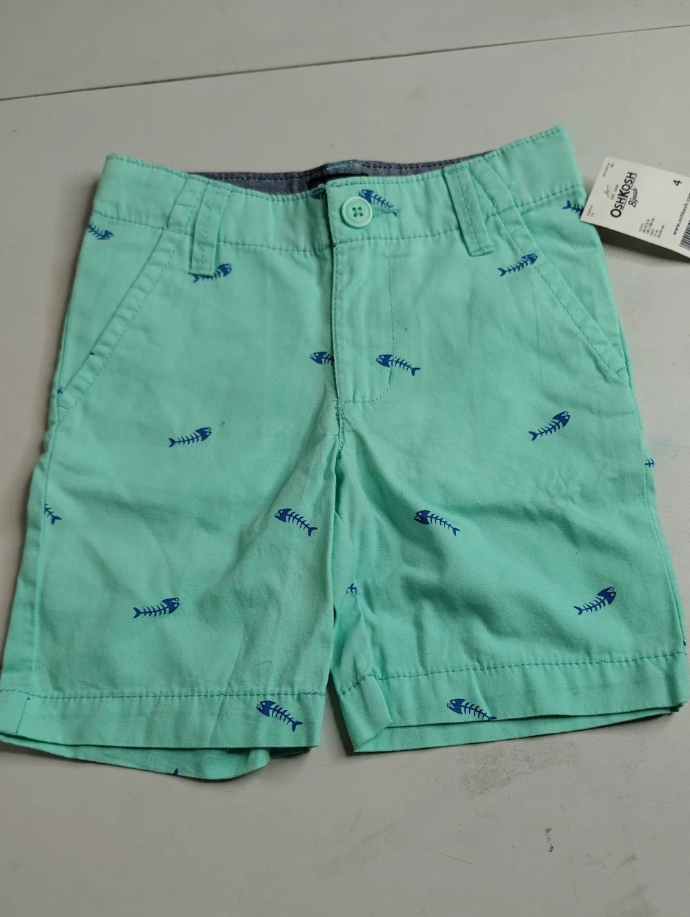 Oshkosh B'gosh Denim Company 100% Cotton Boys Chino Fish Print Shorts Size 4